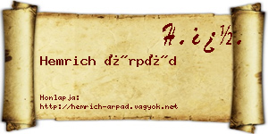 Hemrich Árpád névjegykártya