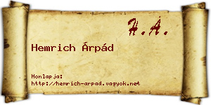 Hemrich Árpád névjegykártya
